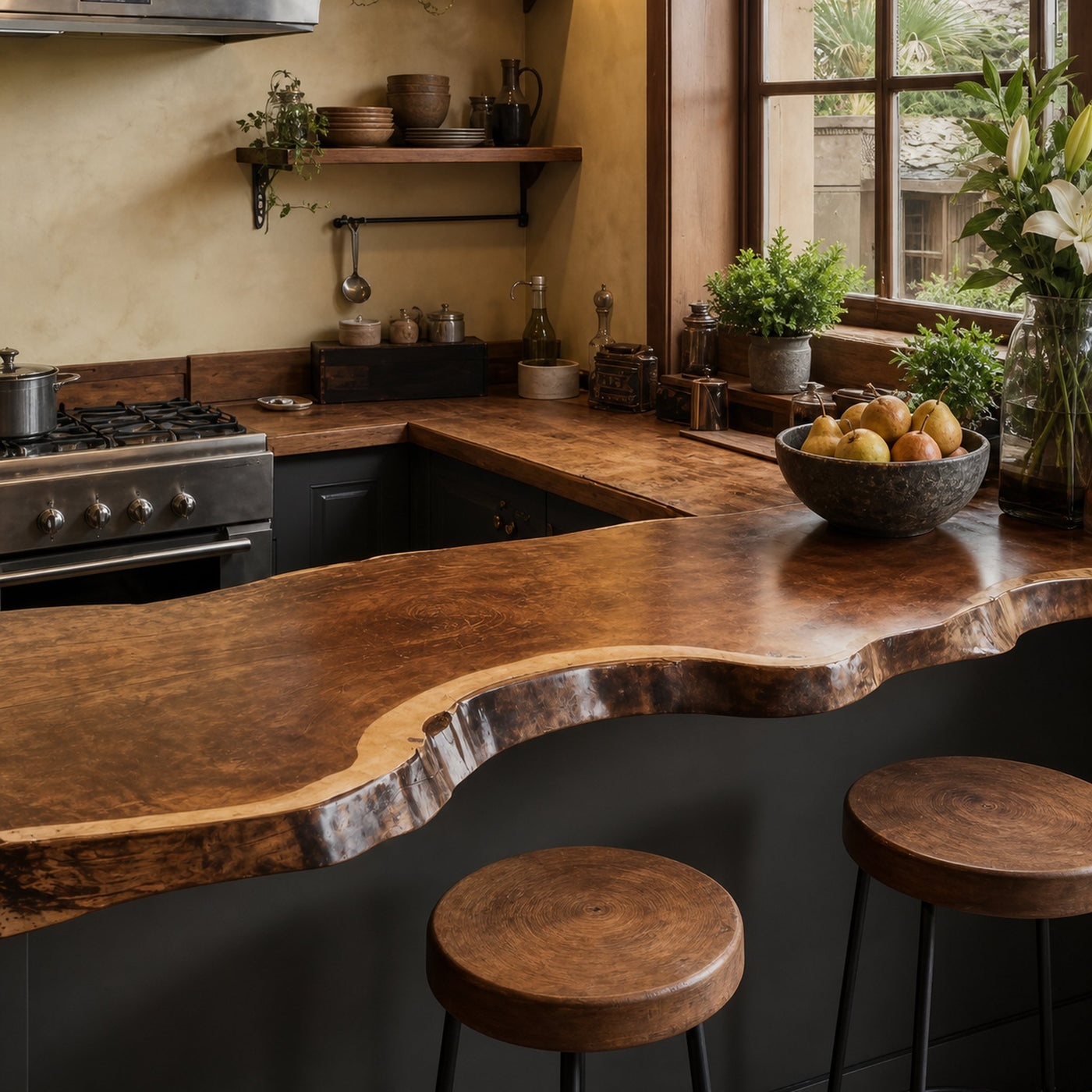 Natural Edge Kitchen Countertop For Warm Home Cooking And Dining Spaces - product view 2