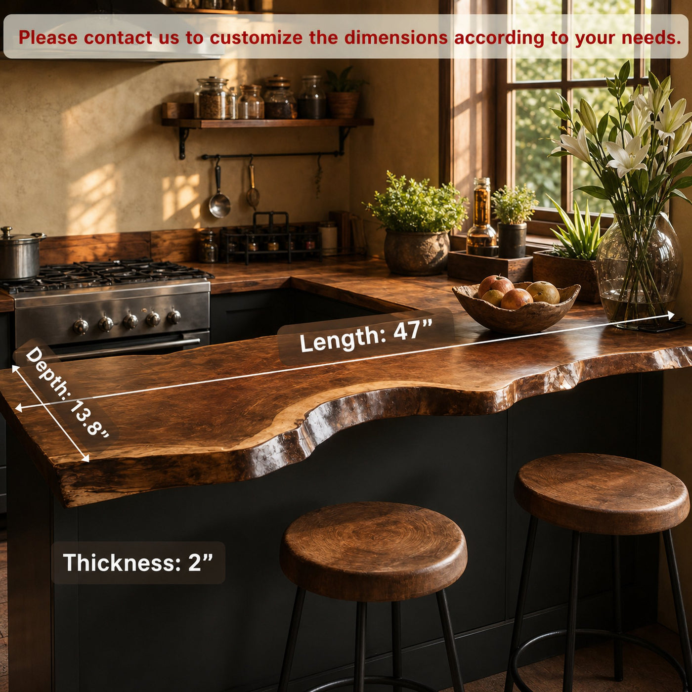 Natural Edge Kitchen Countertop For Warm Home Cooking And Dining Spaces - product view 3