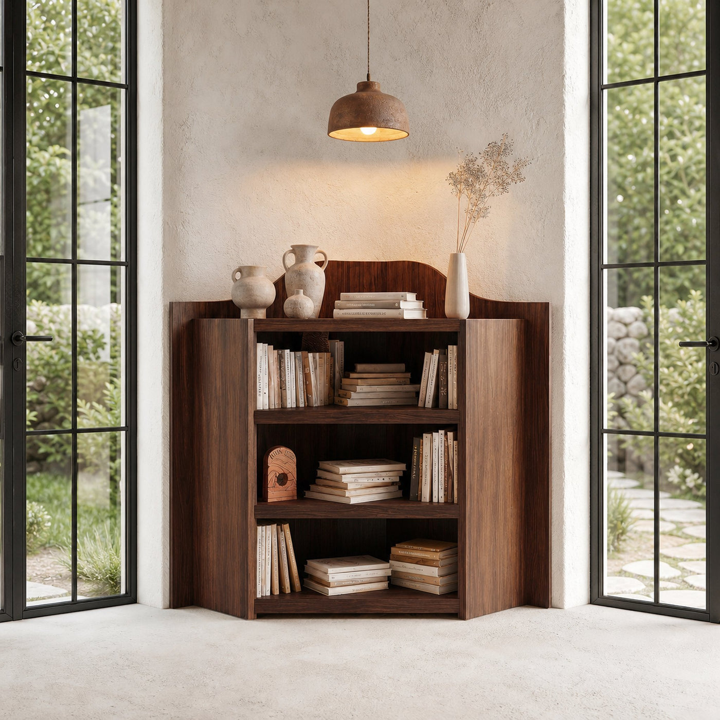 Natural Wooden Bookshelf With Open Shelves And Simple Storage Design For Living Room And Bedroom