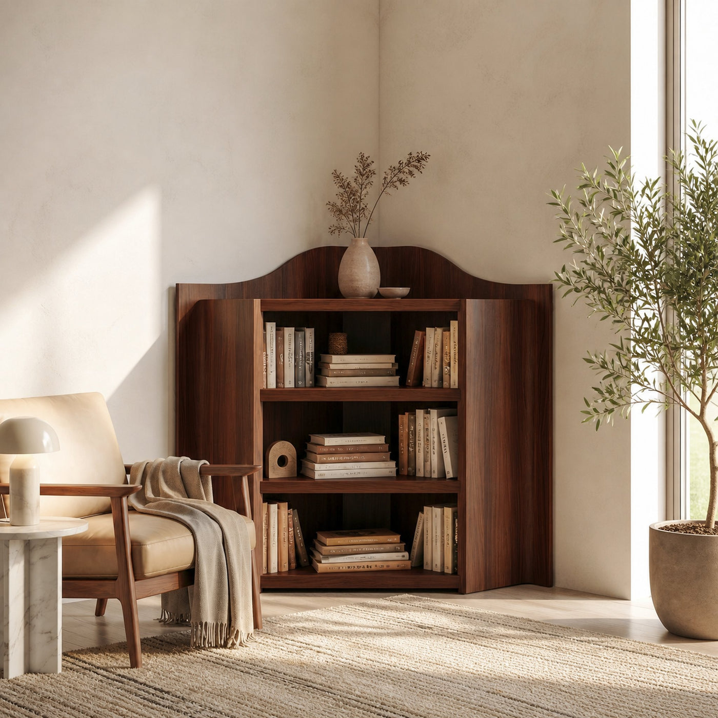 Natural Wooden Bookshelf With Open Shelves And Simple Storage Design For Living Room And Bedroom - product view 7