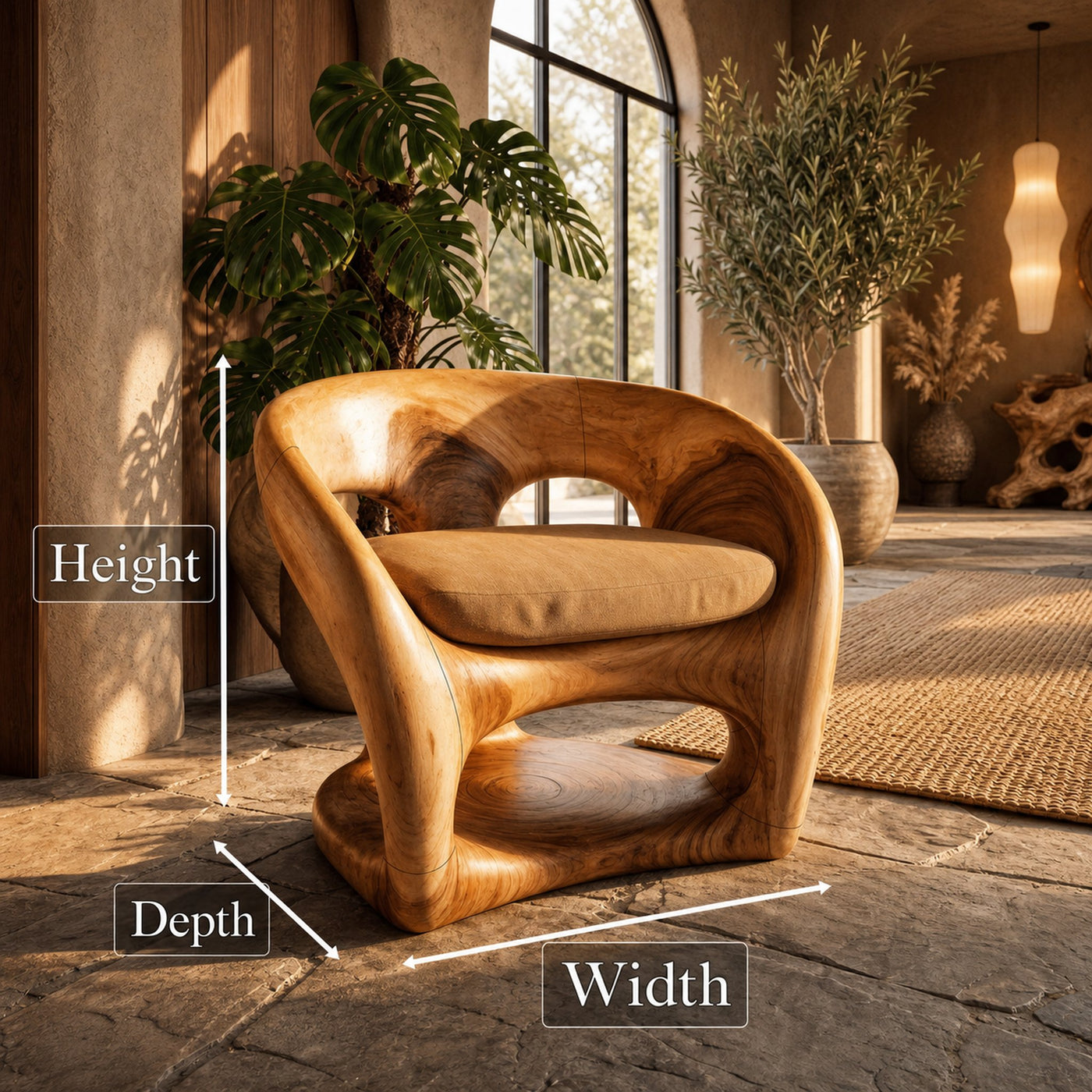 Nature Inspired Armchair Artistic Curved Wood Design For Living Room - product view 8