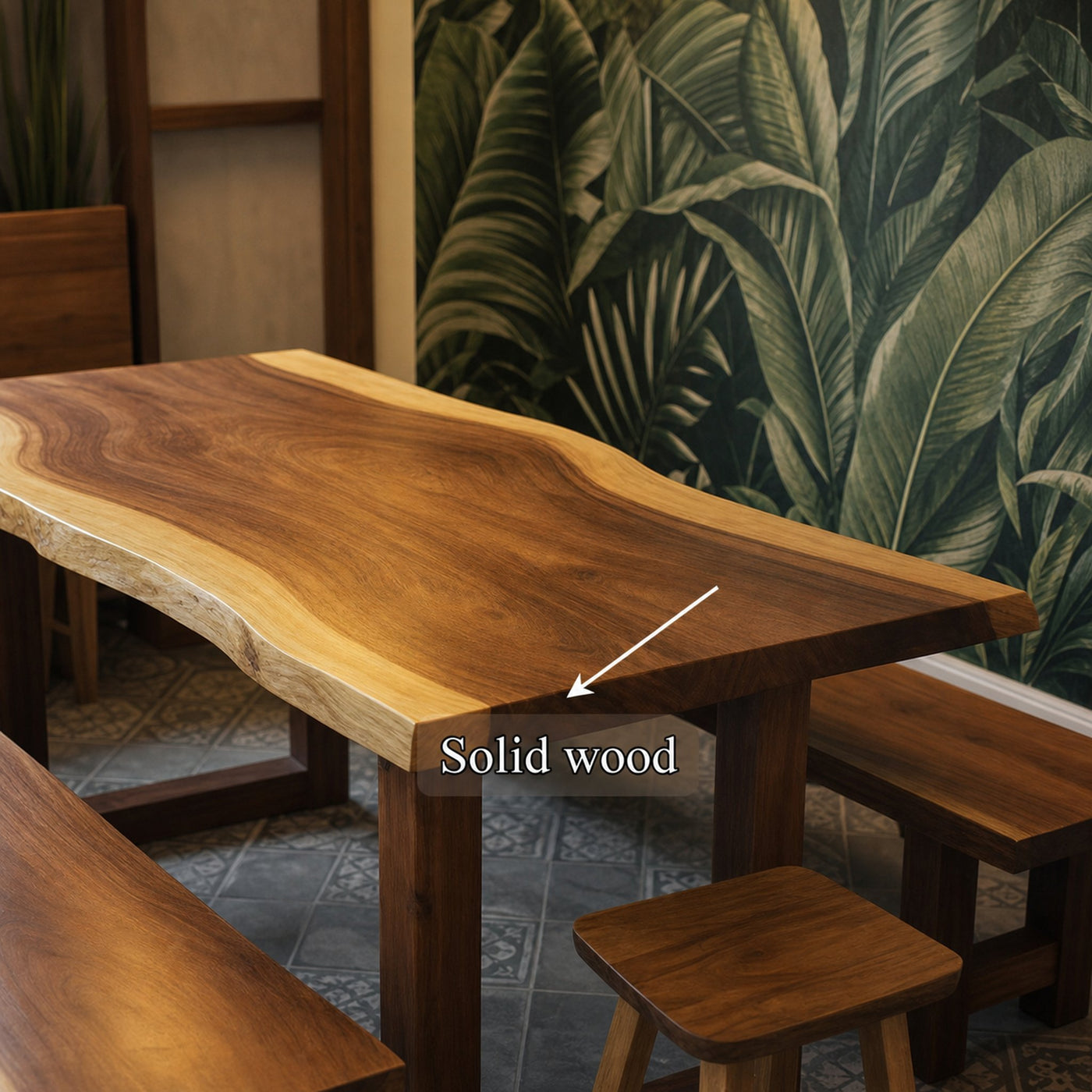 Nature Inspired Live Edge Dining Table Handmade - product view 4