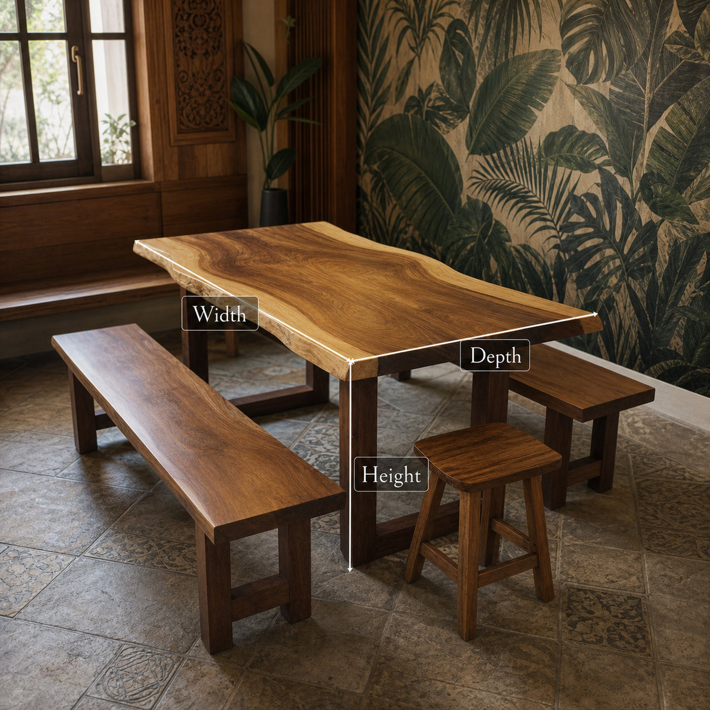 Nature Inspired Live Edge Dining Table Handmade - product view 5