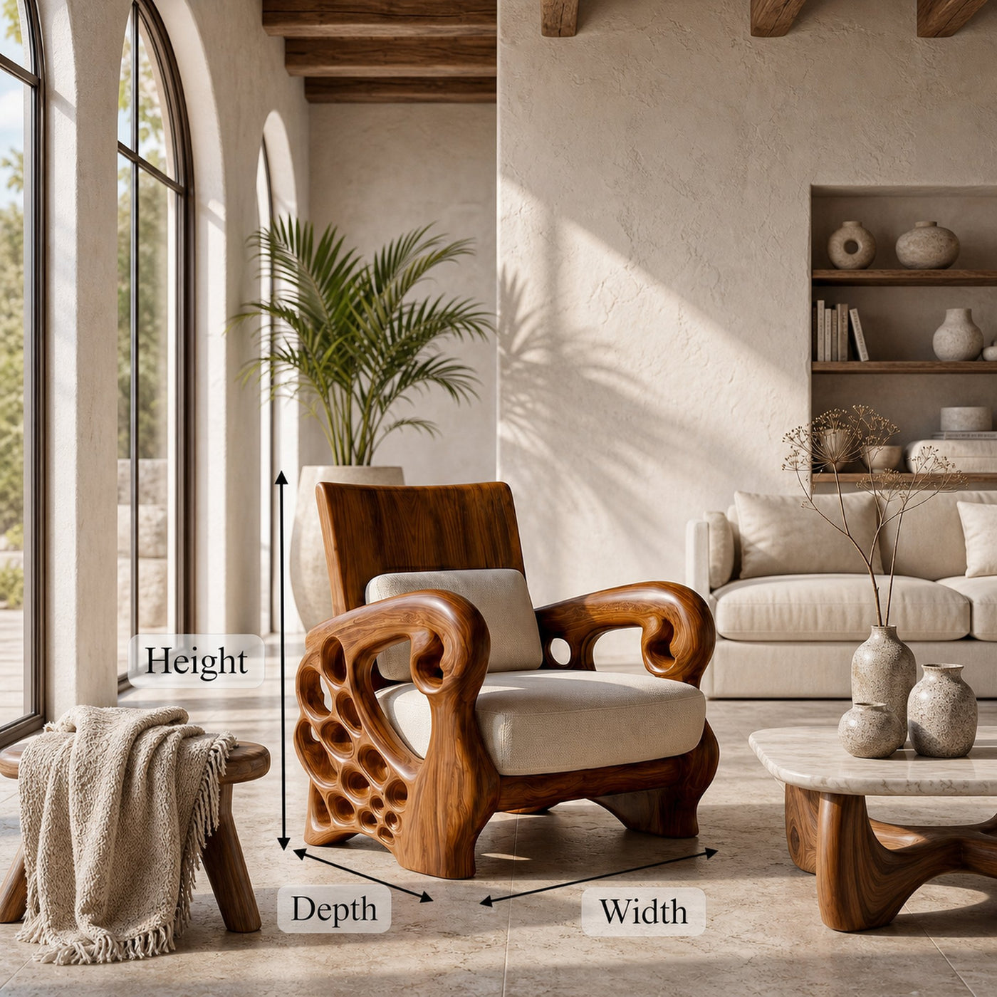 Nature Inspired Lounge Chair For Living Room And Reading Nook - product view 8