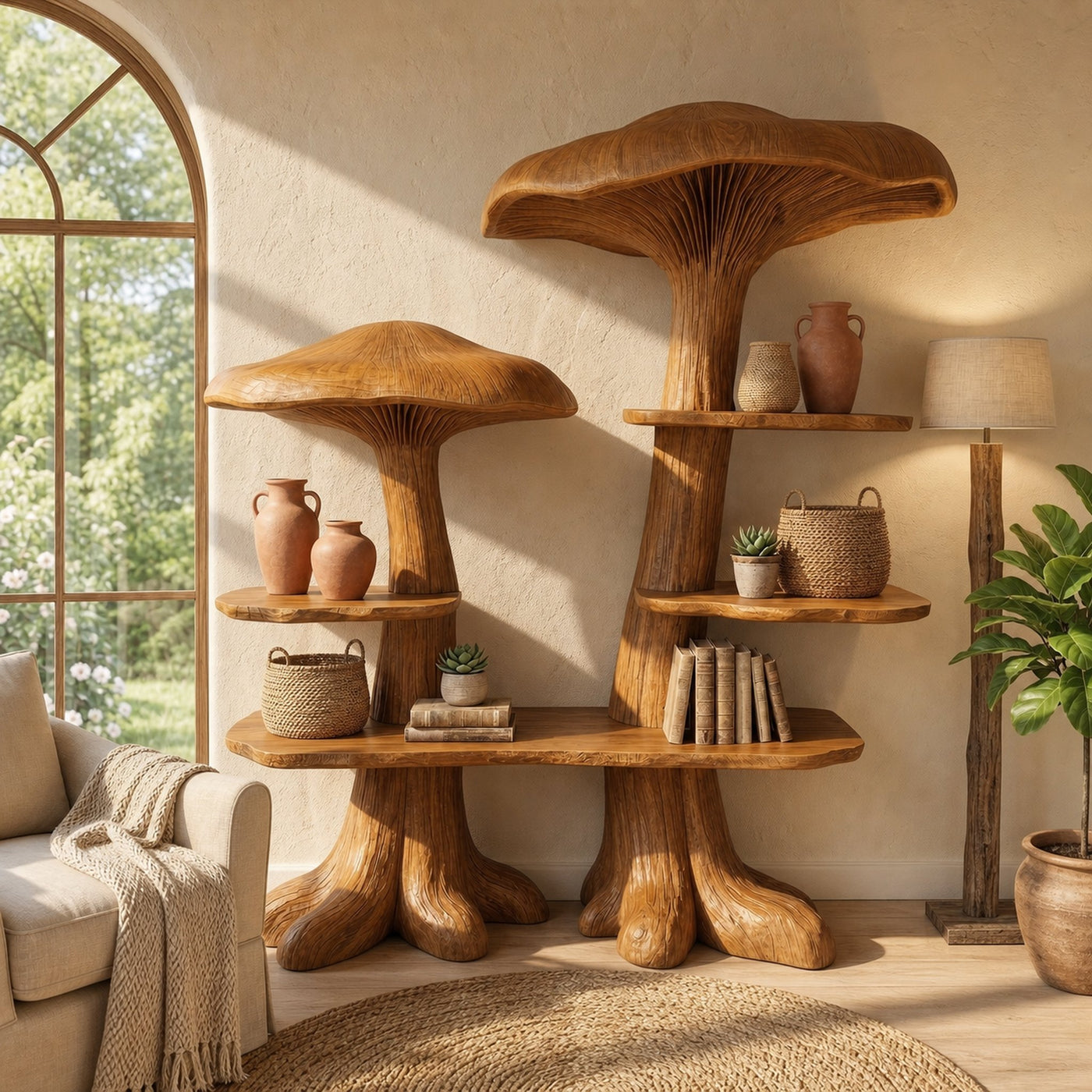 Nature Inspired Mushroom Bookshelf With Open Display Storage For Living Room - product view 6
