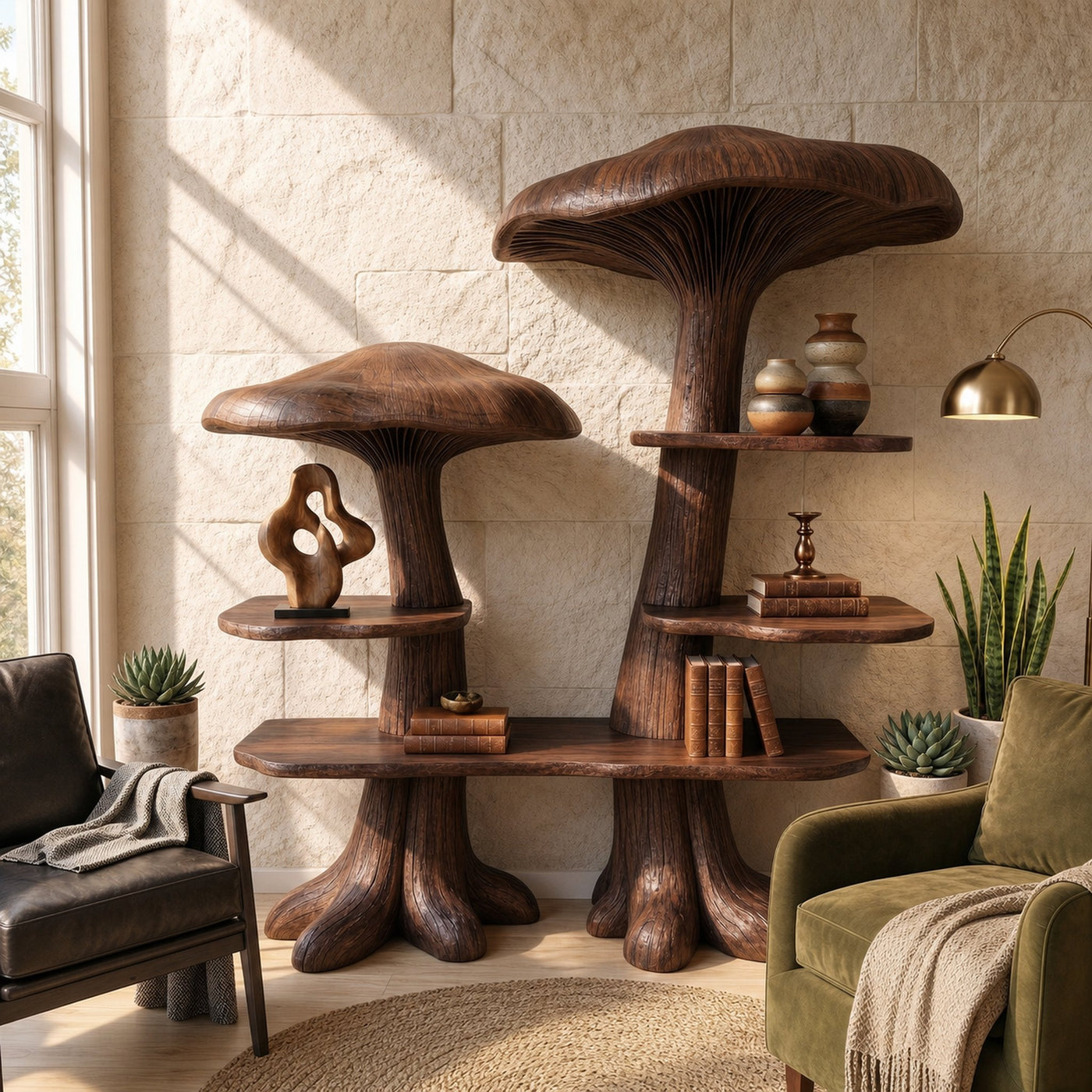 Nature Inspired Mushroom Bookshelf With Open Display Storage For Living Room - product view 7