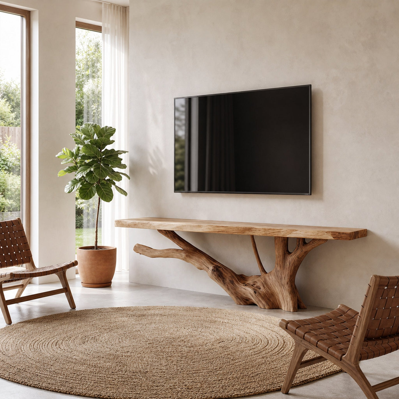 Nature Inspired TV Stand With Handcrafted Tree Root Design For Living Room - product view 7
