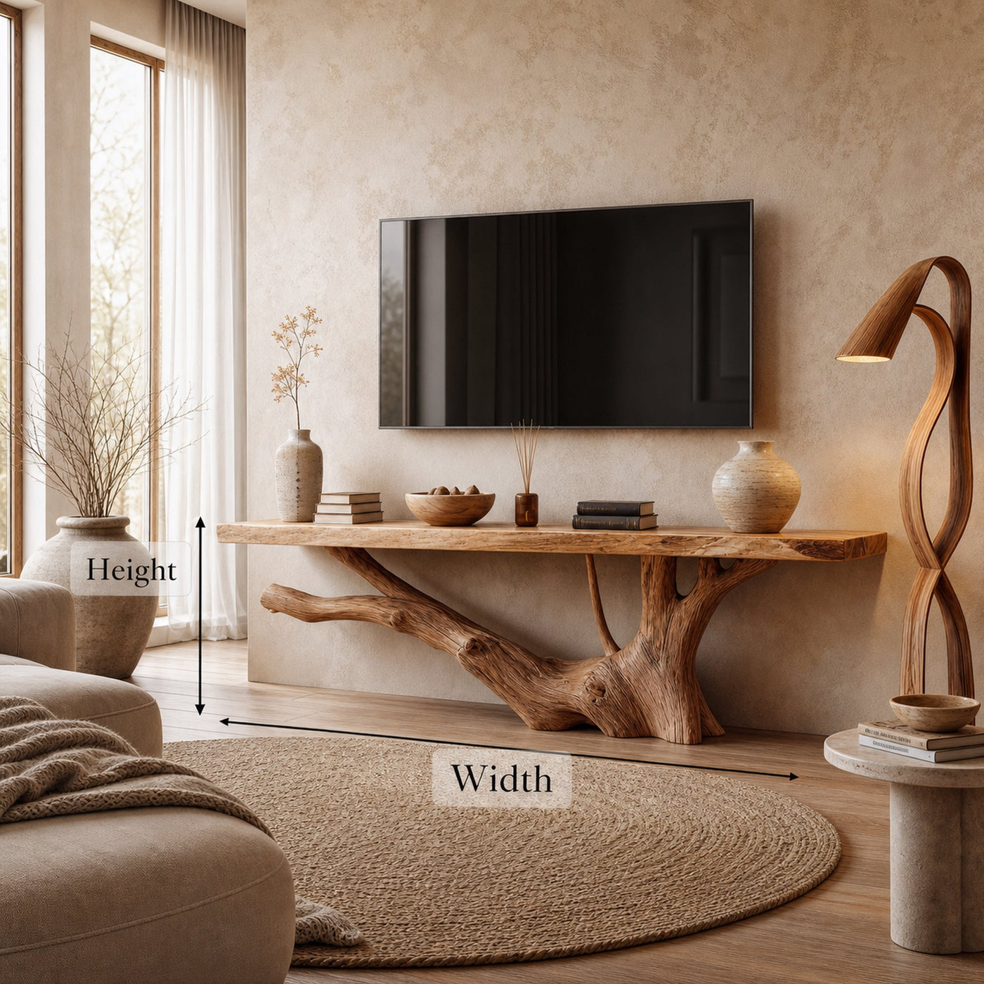 Nature Inspired TV Stand With Handcrafted Tree Root Design For Living Room - product view 8