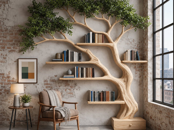 Nature Inspired Tree Bookshelf For Living Room And Bedroom