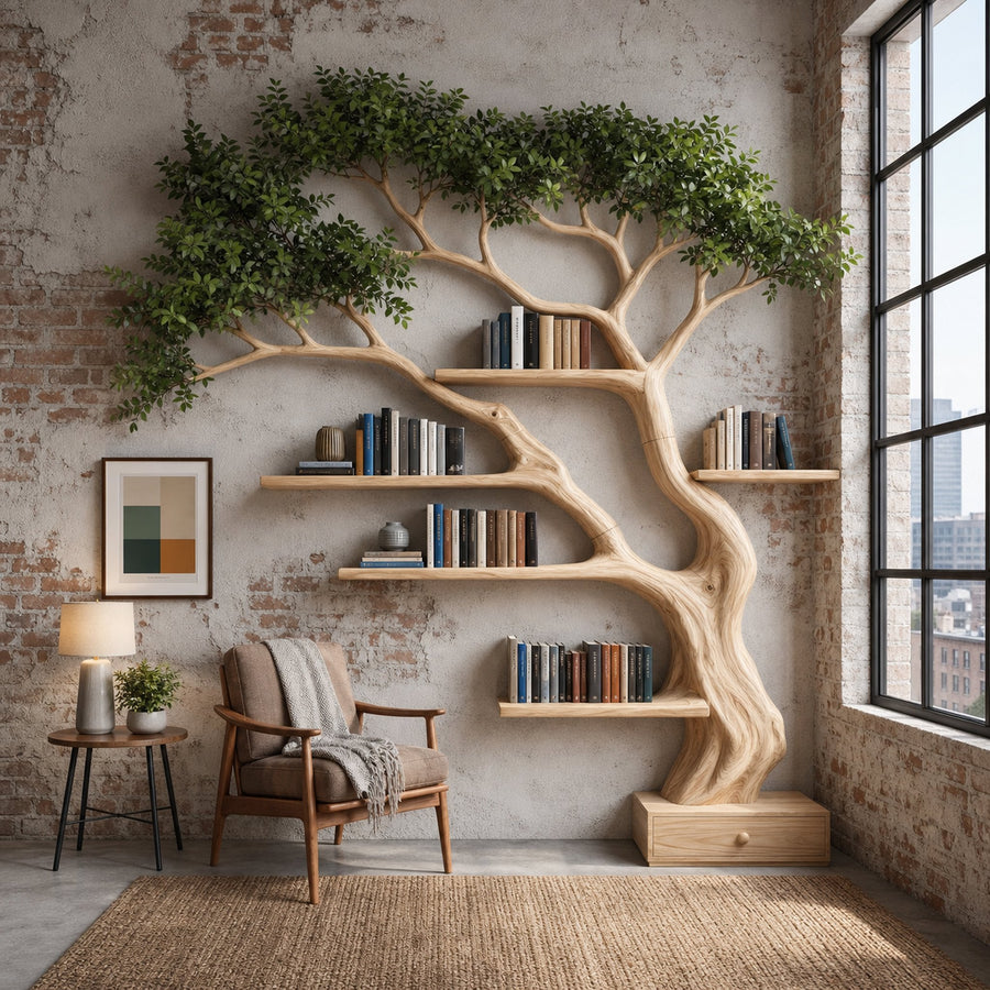 Nature Inspired Tree Bookshelf For Living Room And Bedroom