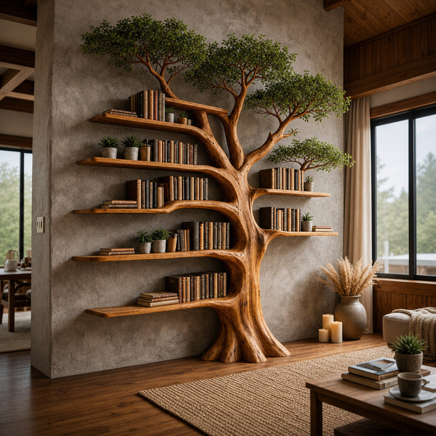 Nature Inspired Tree Display Bookcase Living Room