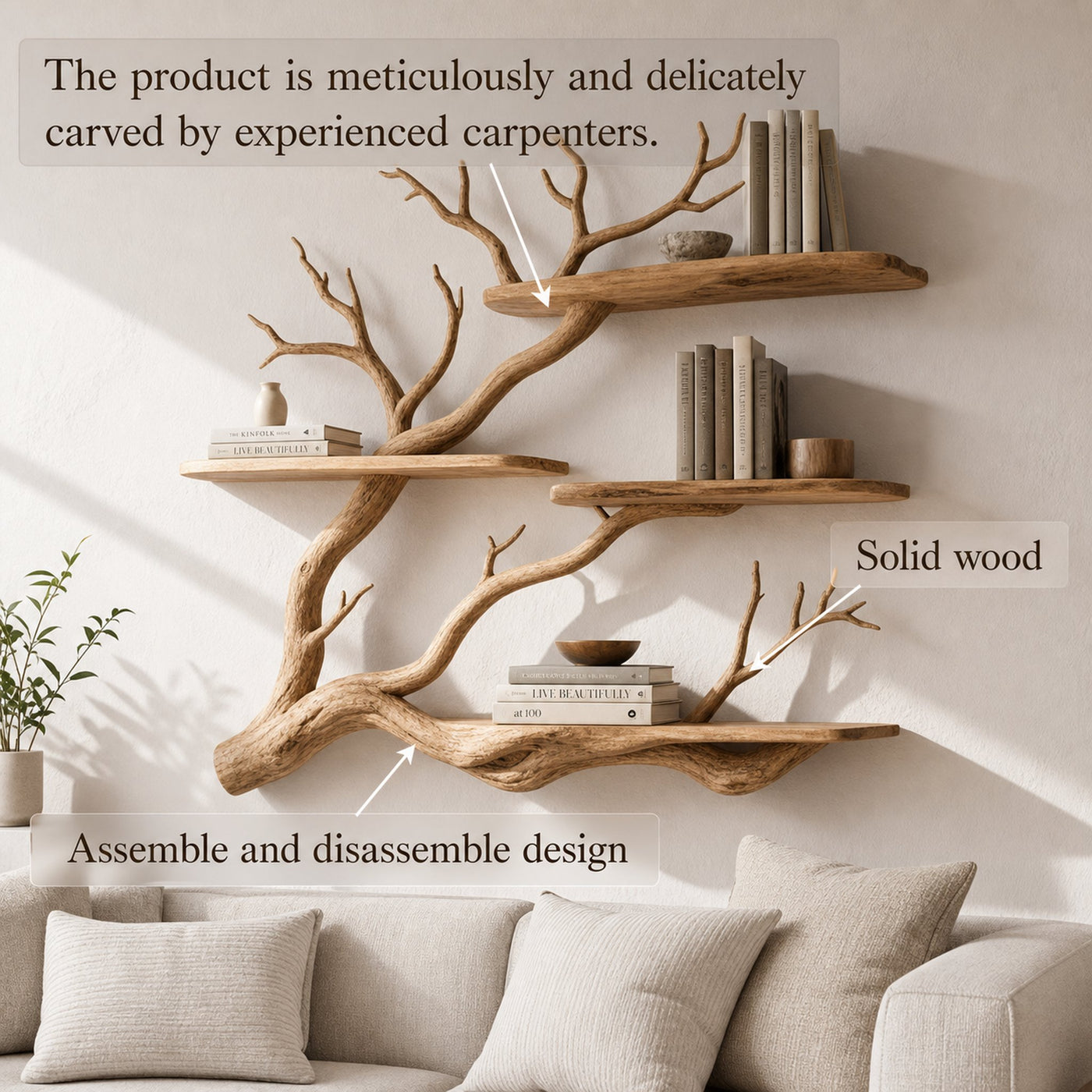 Nature Inspired Wall Shelf Reading Room And Bedroom - product view 3