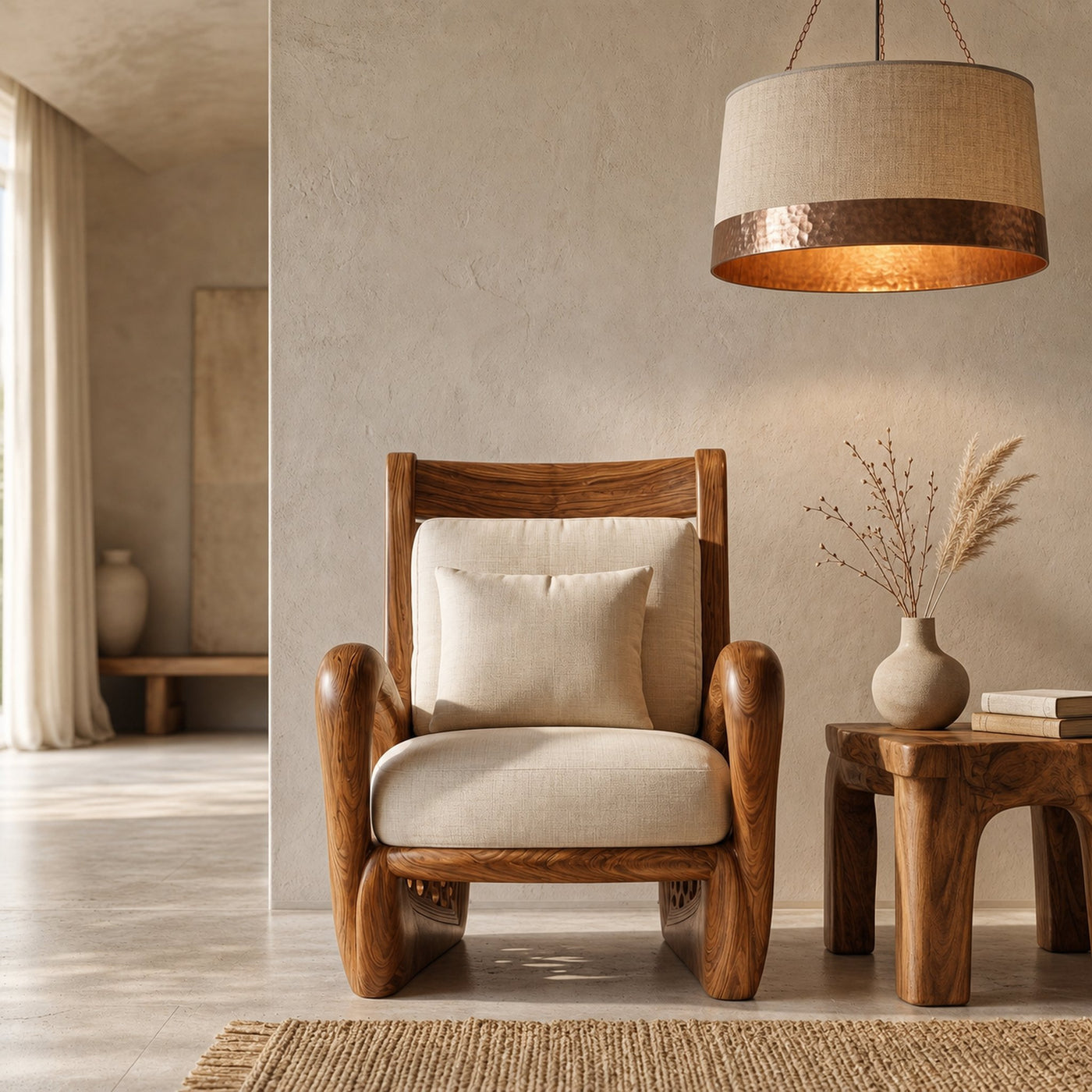 Nature Inspired Wooden Armchair For Living Room Relaxation And Comfort - product view 2