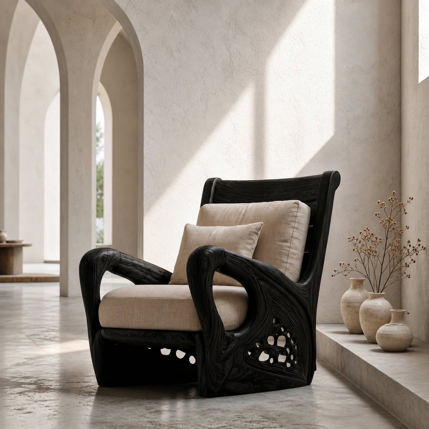 Nature Inspired Wooden Armchair For Living Room Relaxation And Comfort - product view 4
