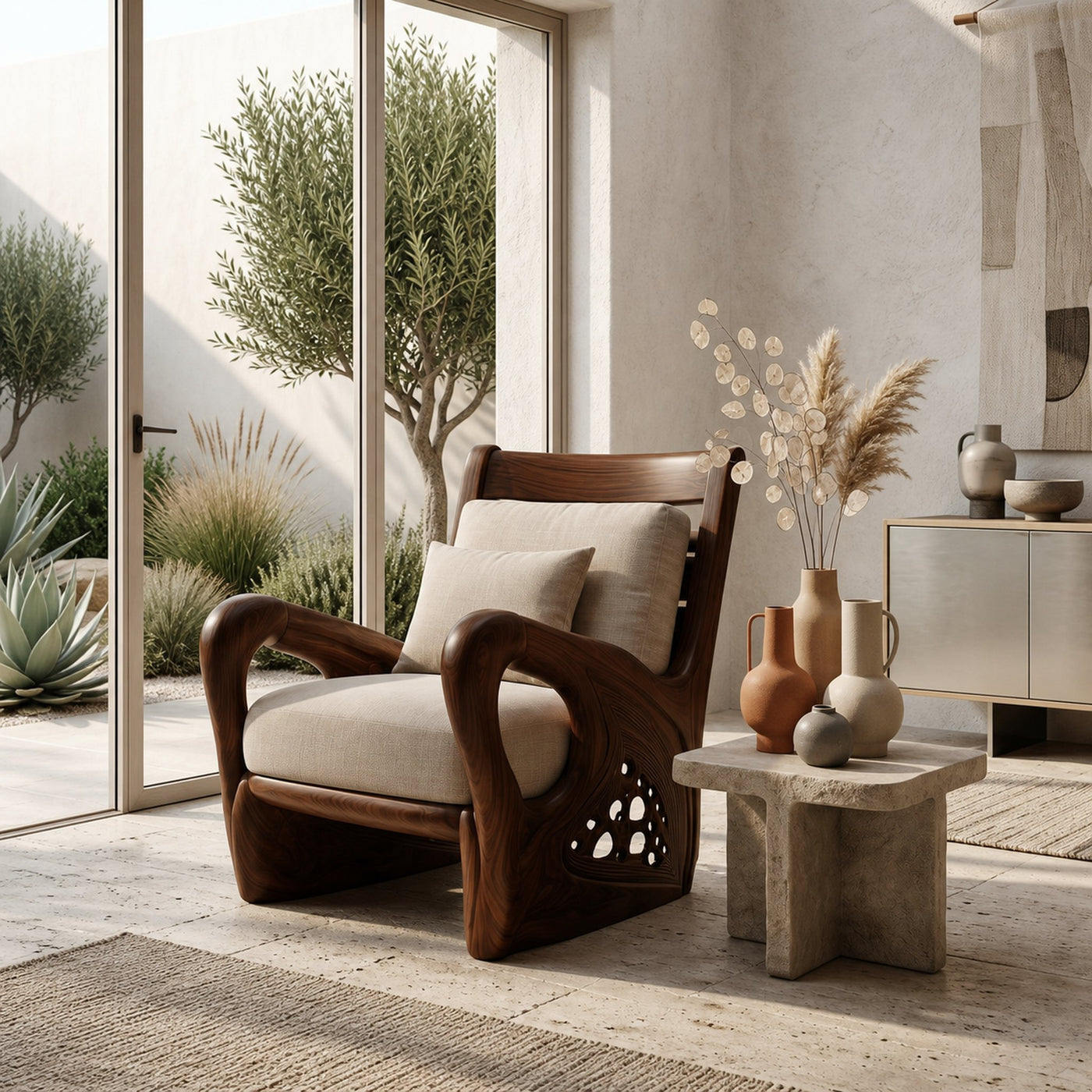 Nature Inspired Wooden Armchair For Living Room Relaxation And Comfort - product view 7