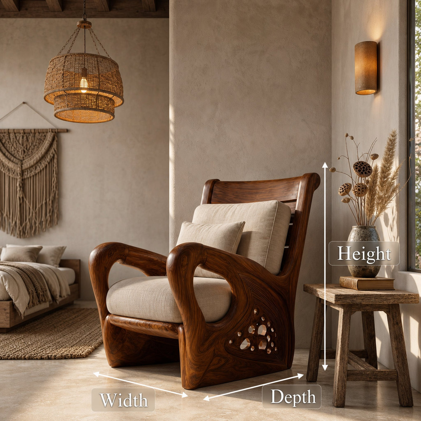 Nature Inspired Wooden Armchair For Living Room Relaxation And Comfort - product view 8