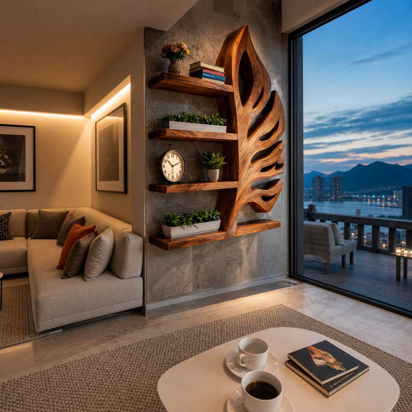 Nature Inspired Wooden Leaf Bookshelf For Modern Interior - product view 6