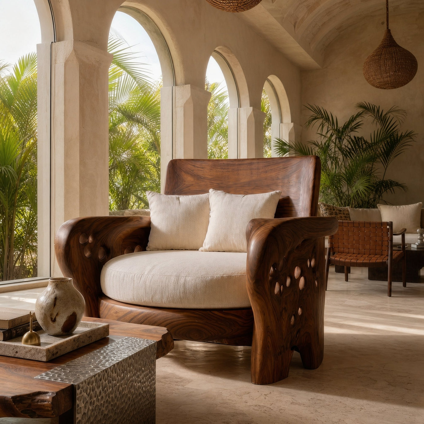 Nature Inspired Wooden Lounge Chair For Living Room - product view 3