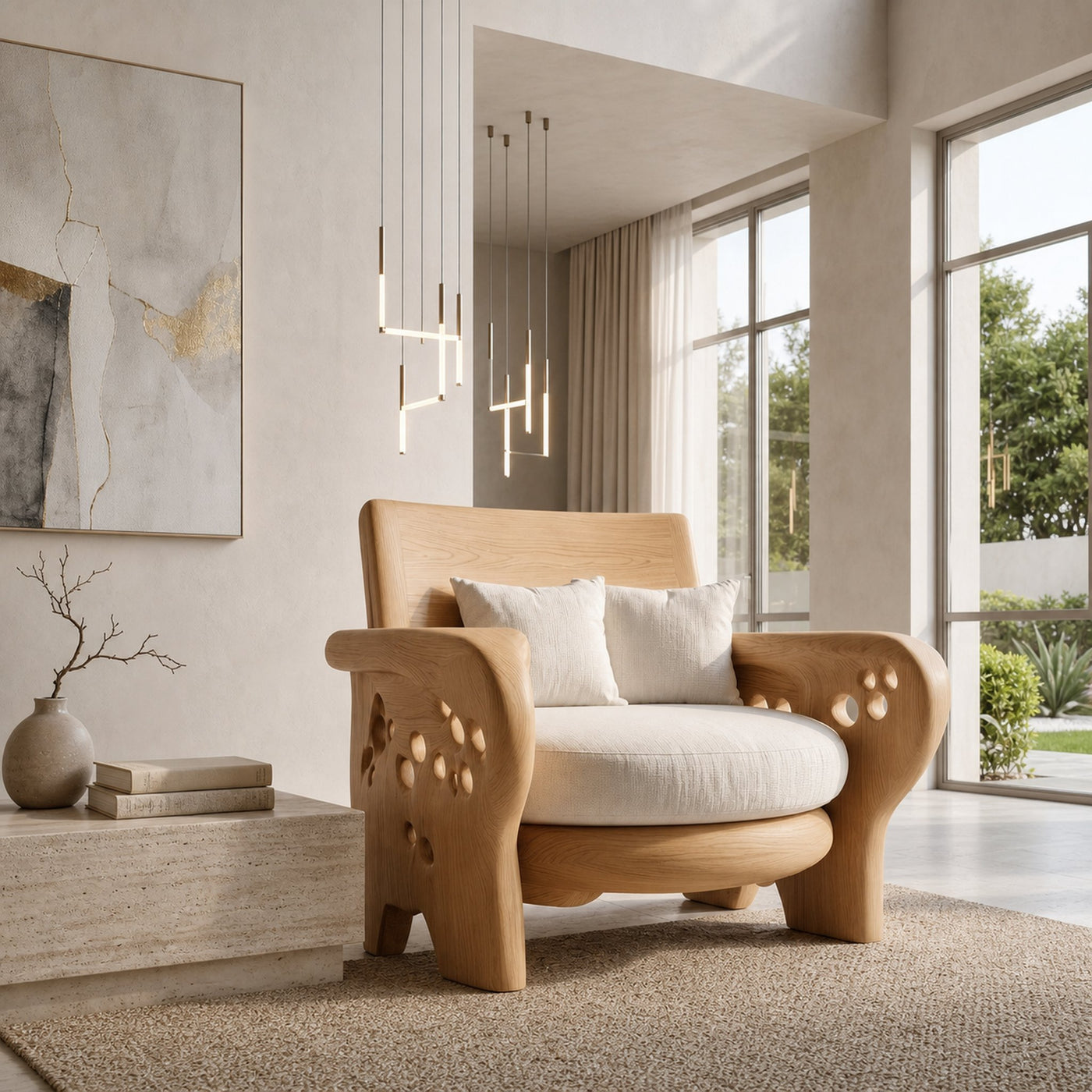 Nature Inspired Wooden Lounge Chair For Living Room - product view 5