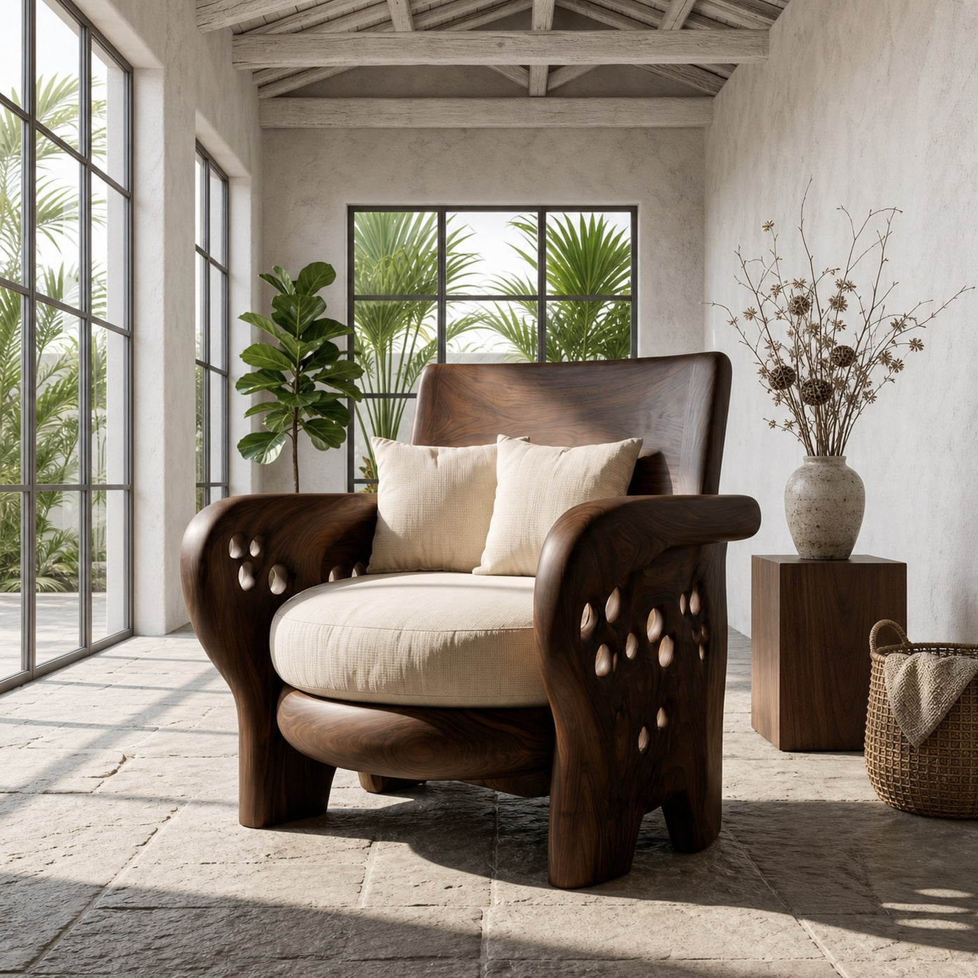 Nature Inspired Wooden Lounge Chair For Living Room - product view 7