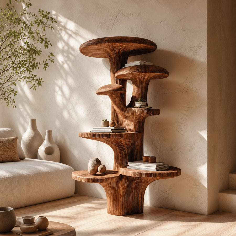 Nature MushRoom Inspired Tree Accent Shelf Living Room Interior Gallery Display