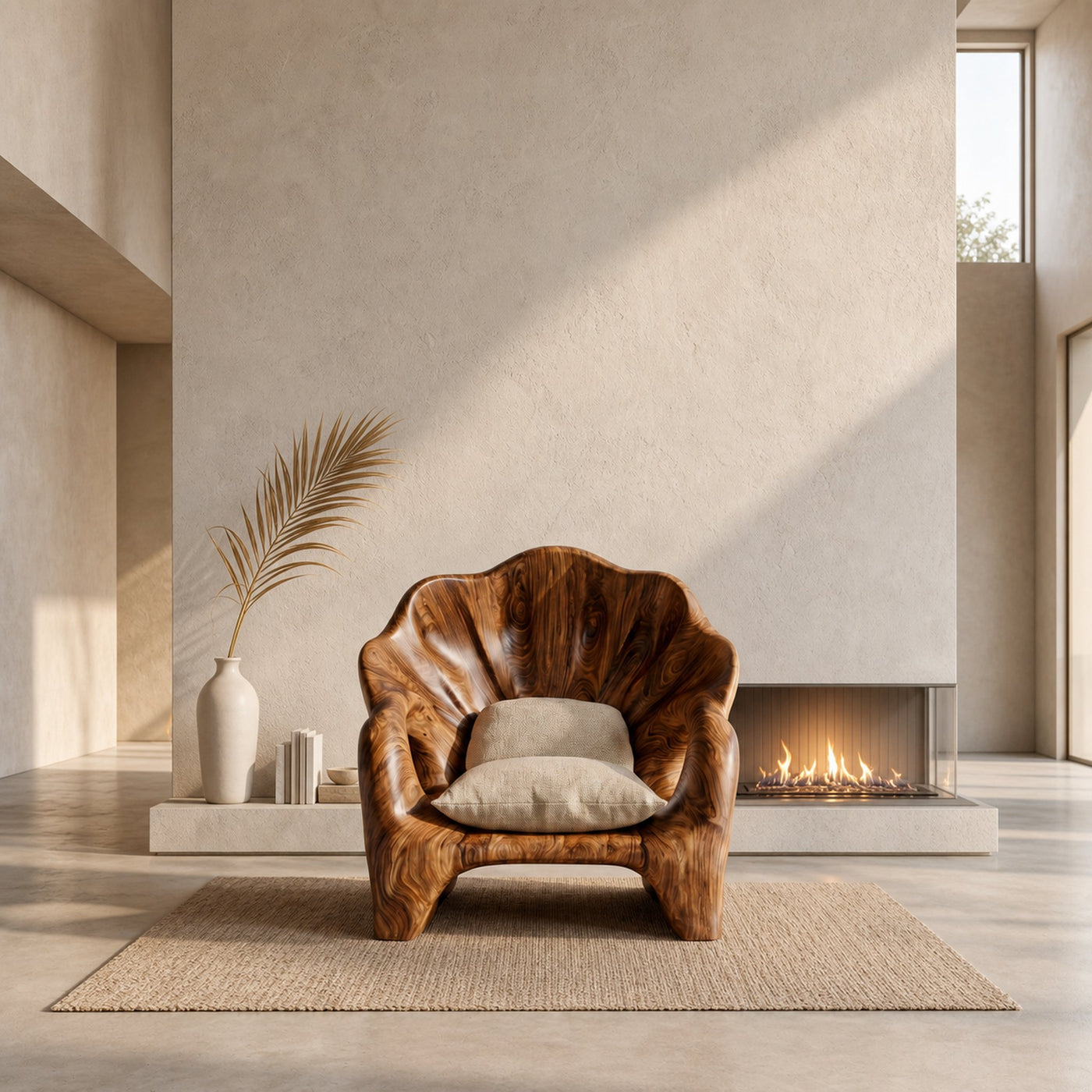 Organic Accent Chair With Artistic Wood Frame For Living Room - product view 2