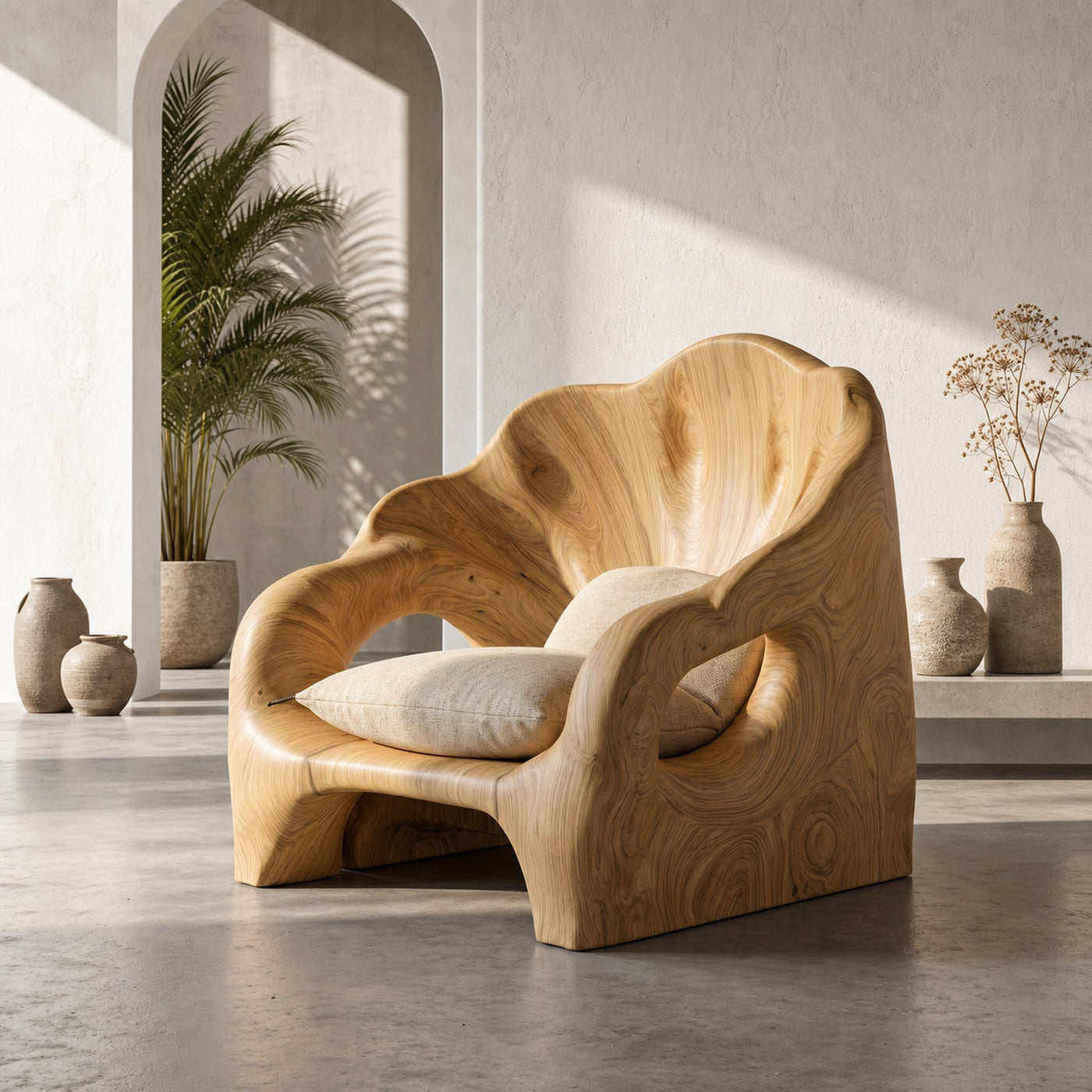 Organic Accent Chair With Artistic Wood Frame For Living Room - product view 5