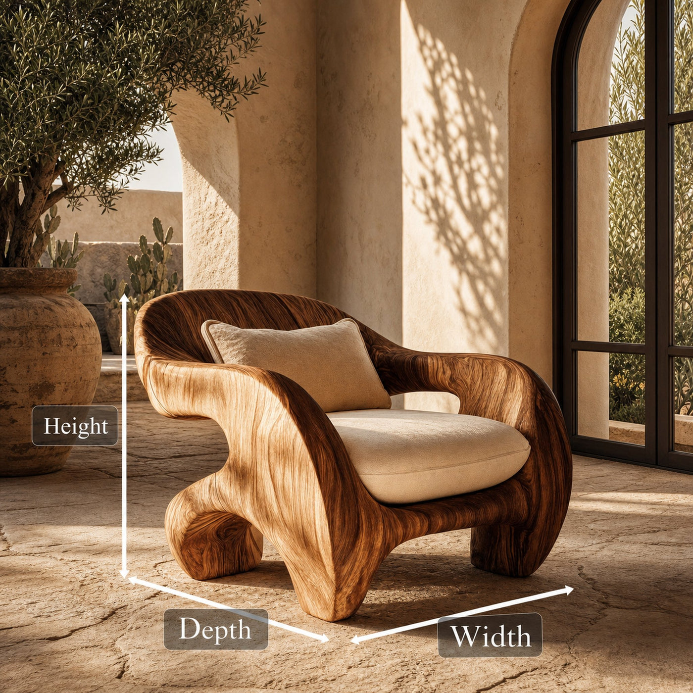 Organic Armchair Sculptural Wood Frame Design For Living Room - product view 8