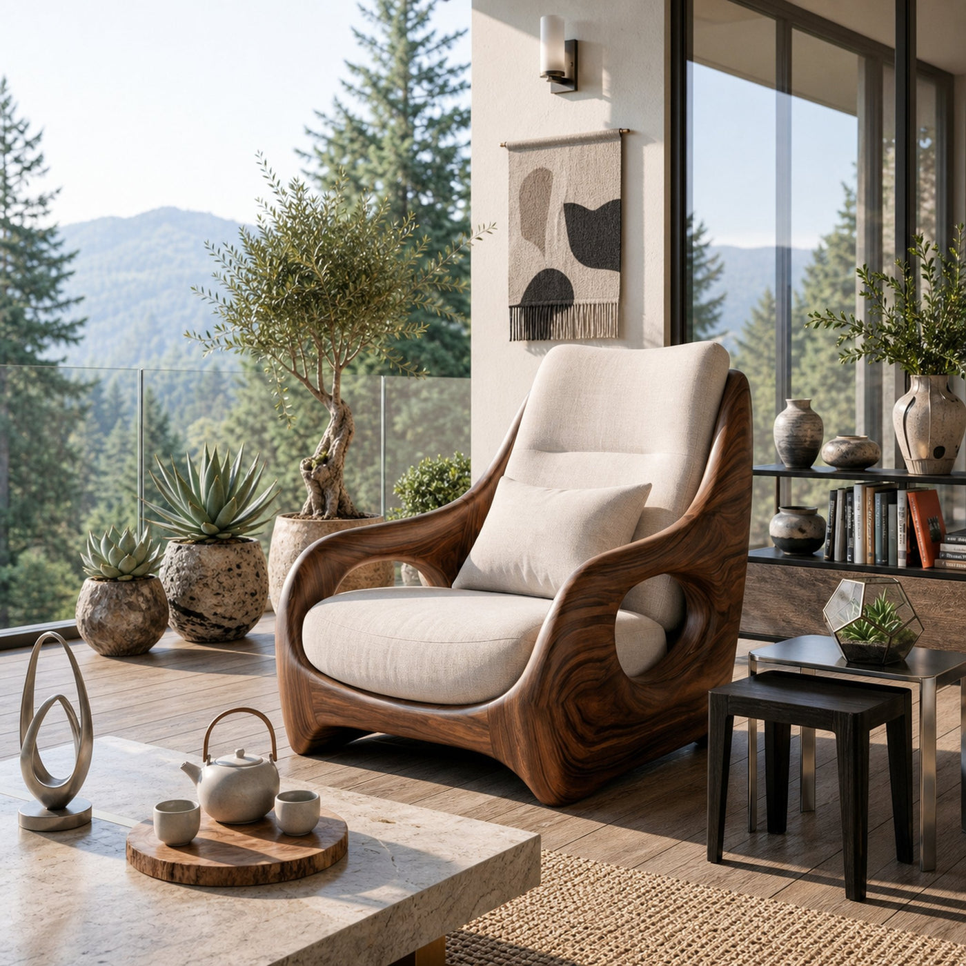 Organic Armchair Smooth Curved For Living Room - product view 6