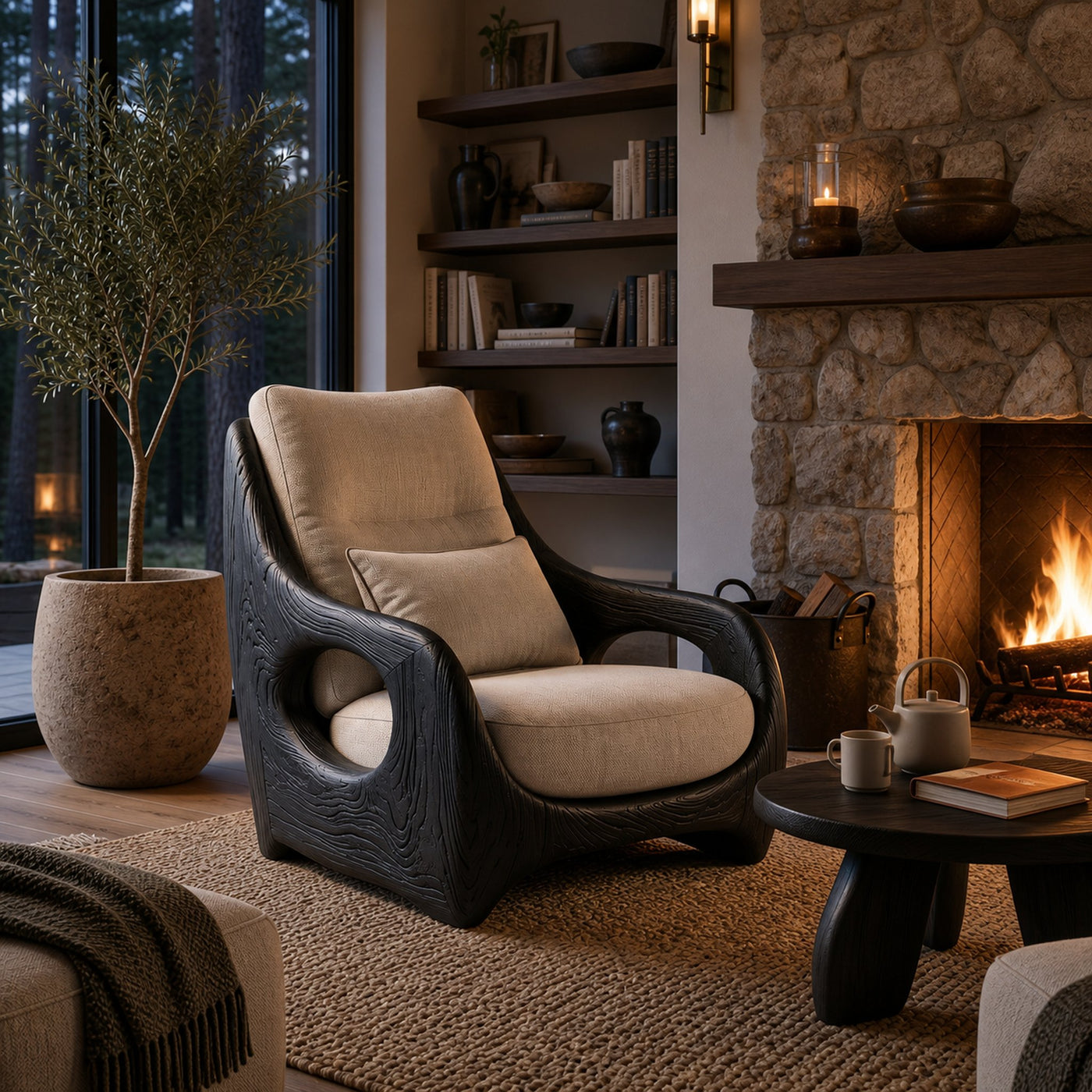 Organic Armchair Smooth Curved For Living Room - product view 7