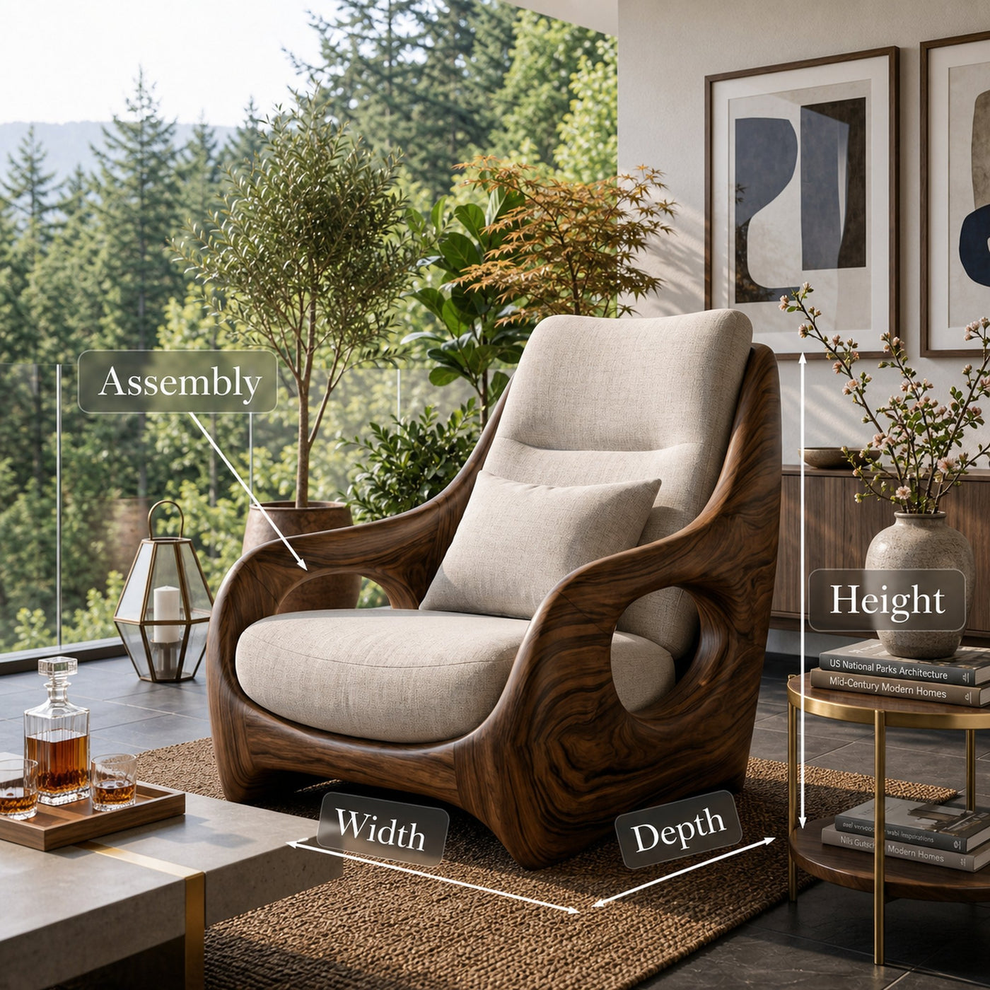 Organic Armchair Smooth Curved For Living Room - product view 8