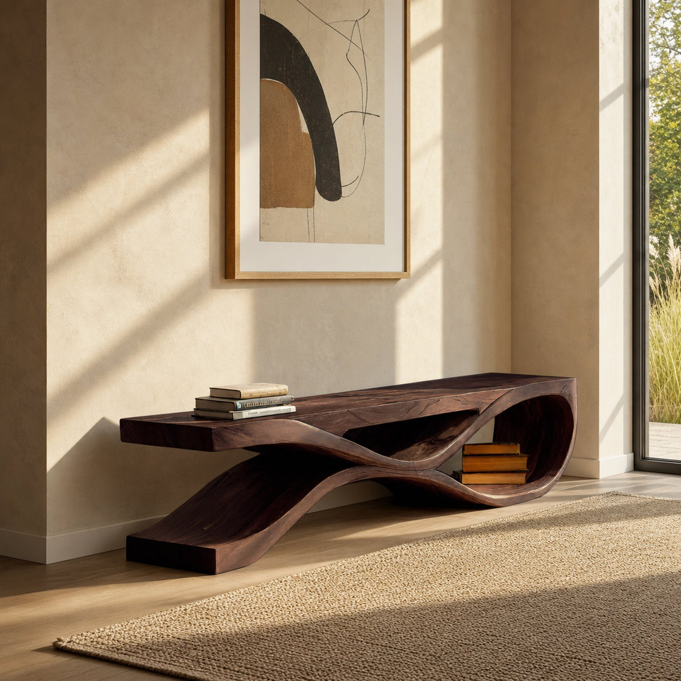 Organic Bench With Flowing Curved For Modern Home Decor - product view 7