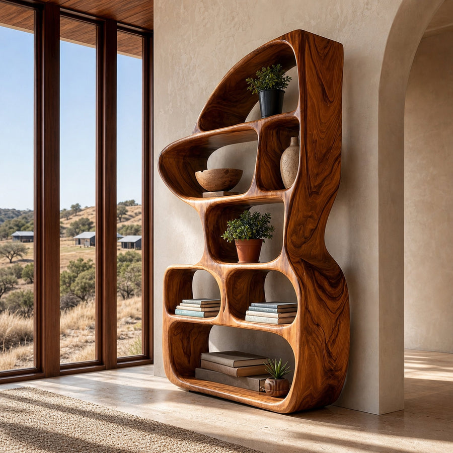 Organic Bookcase With Contemporary Sculptural Form For Living Room