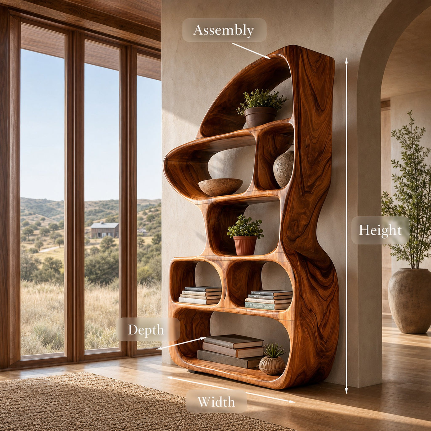 Organic Bookcase With Contemporary Sculptural Form For Living Room - product view 8