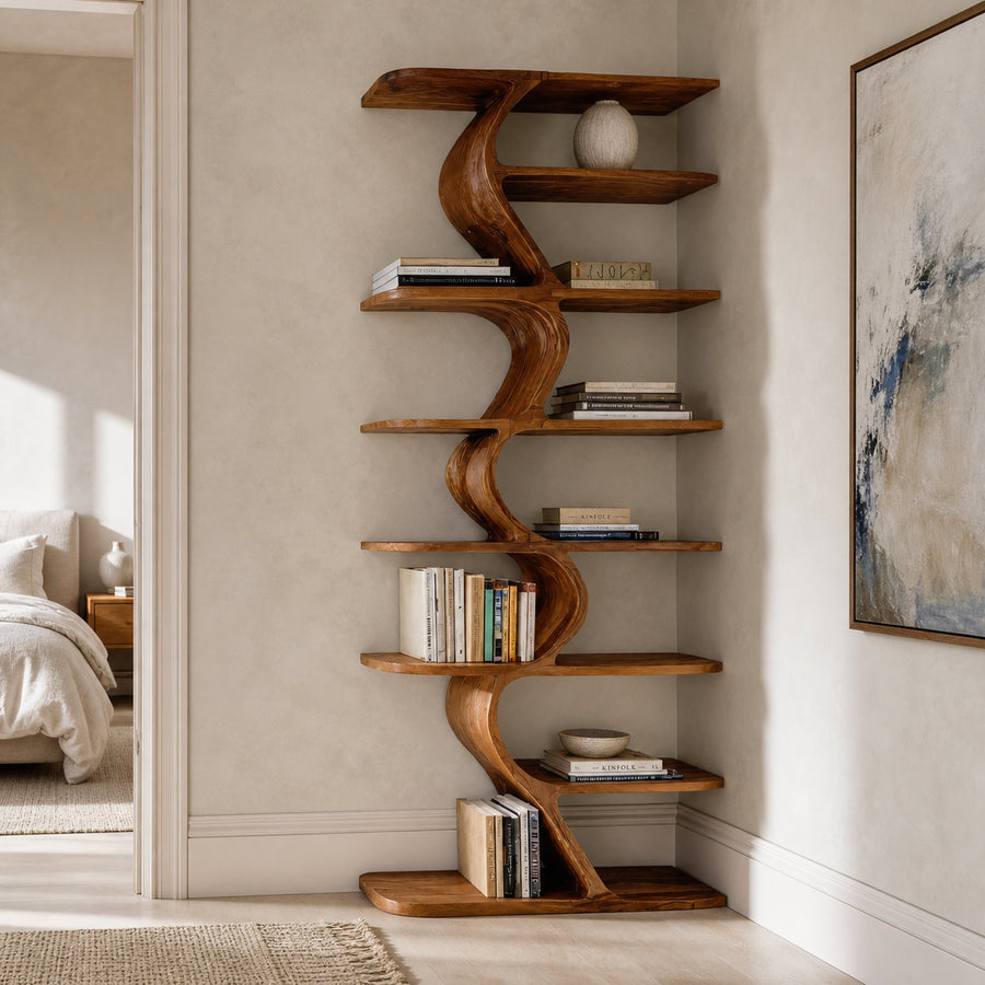 Organic Bookshelf For Living Room Interiors