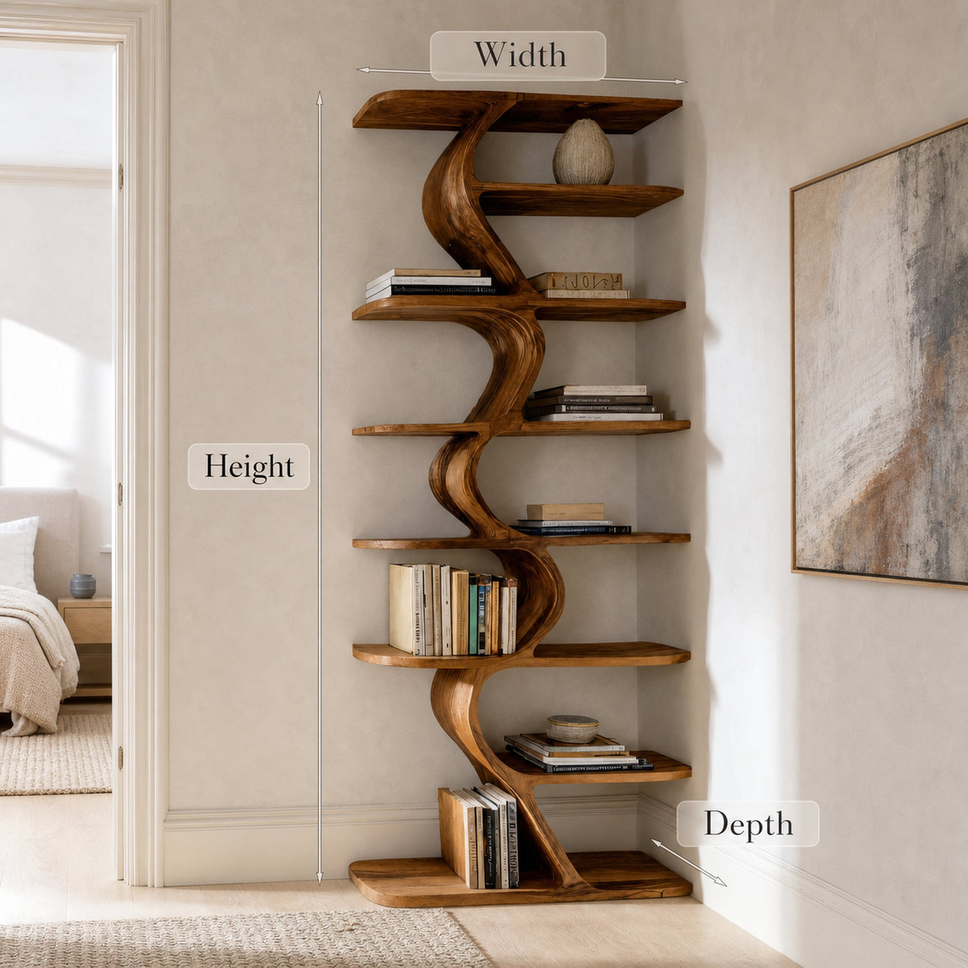 Organic Bookshelf For Living Room Interiors - product view 6