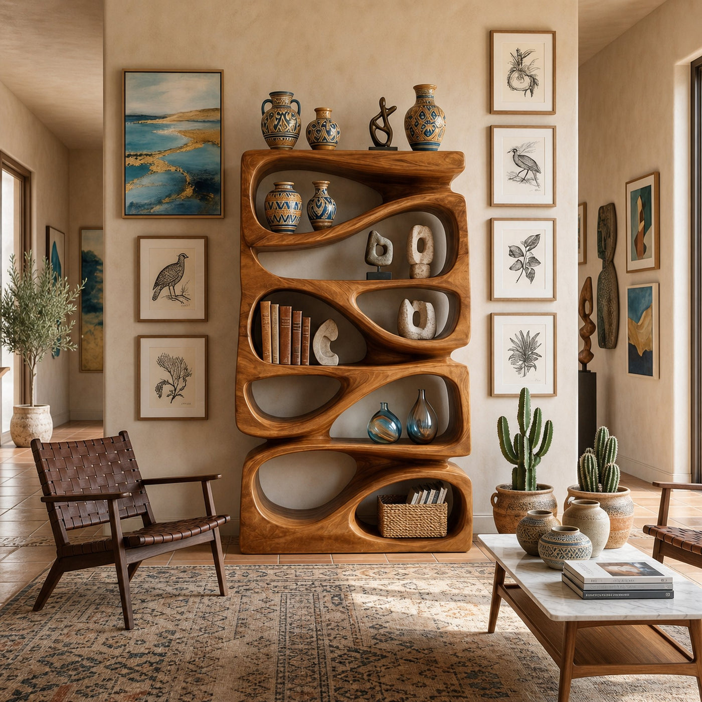 Organic Bookshelf With Display and Storage For Living Room - product view 6