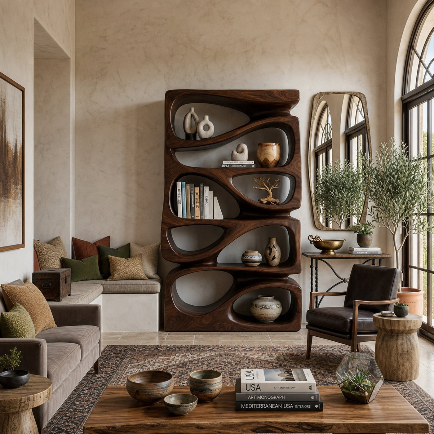 Organic Bookshelf With Display and Storage For Living Room - product view 7