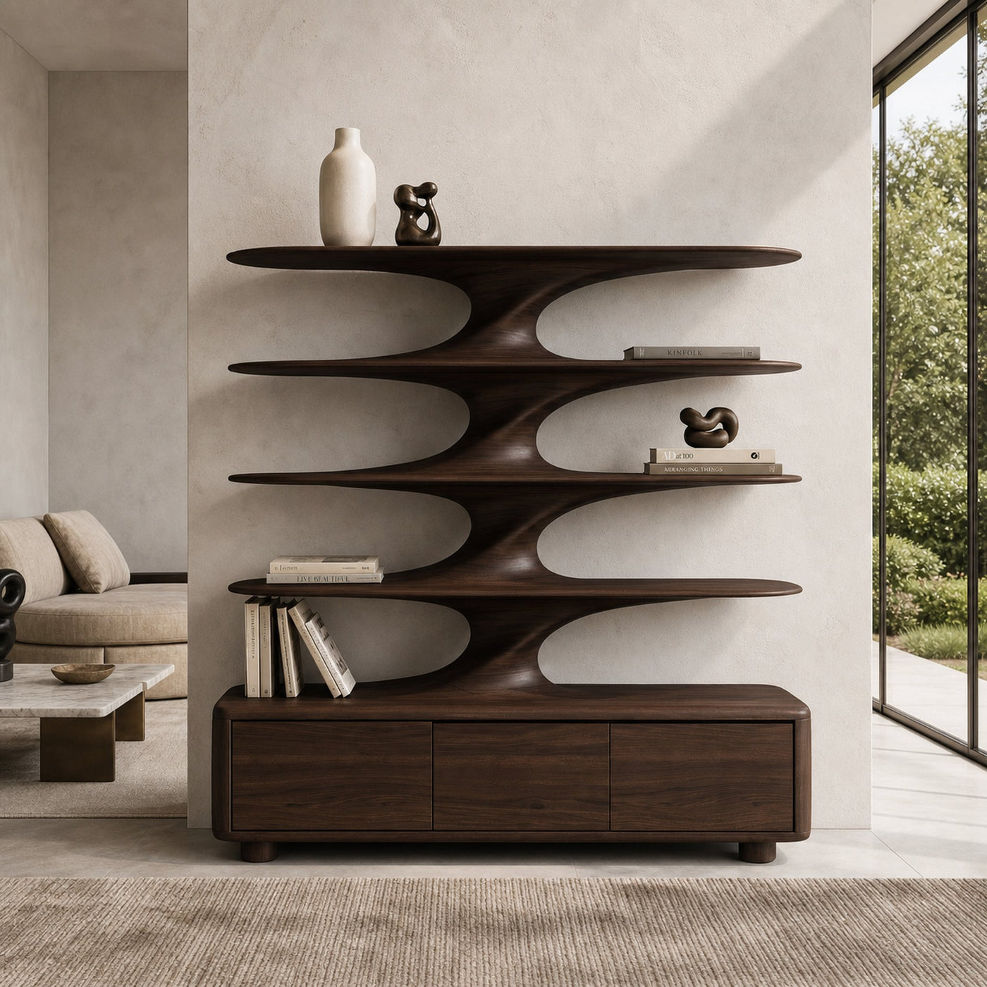 Organic Bookshelf With Twisted Tiers For Home Library - product view 7