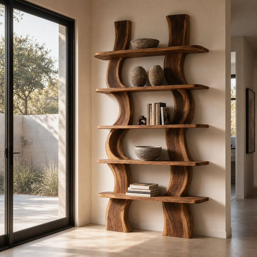 Organic Carved Shelf Storage Display For Home Office