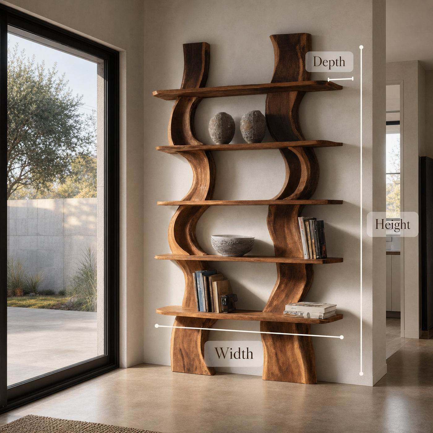 Organic Carved Shelf Storage Display For Home Office - product view 6