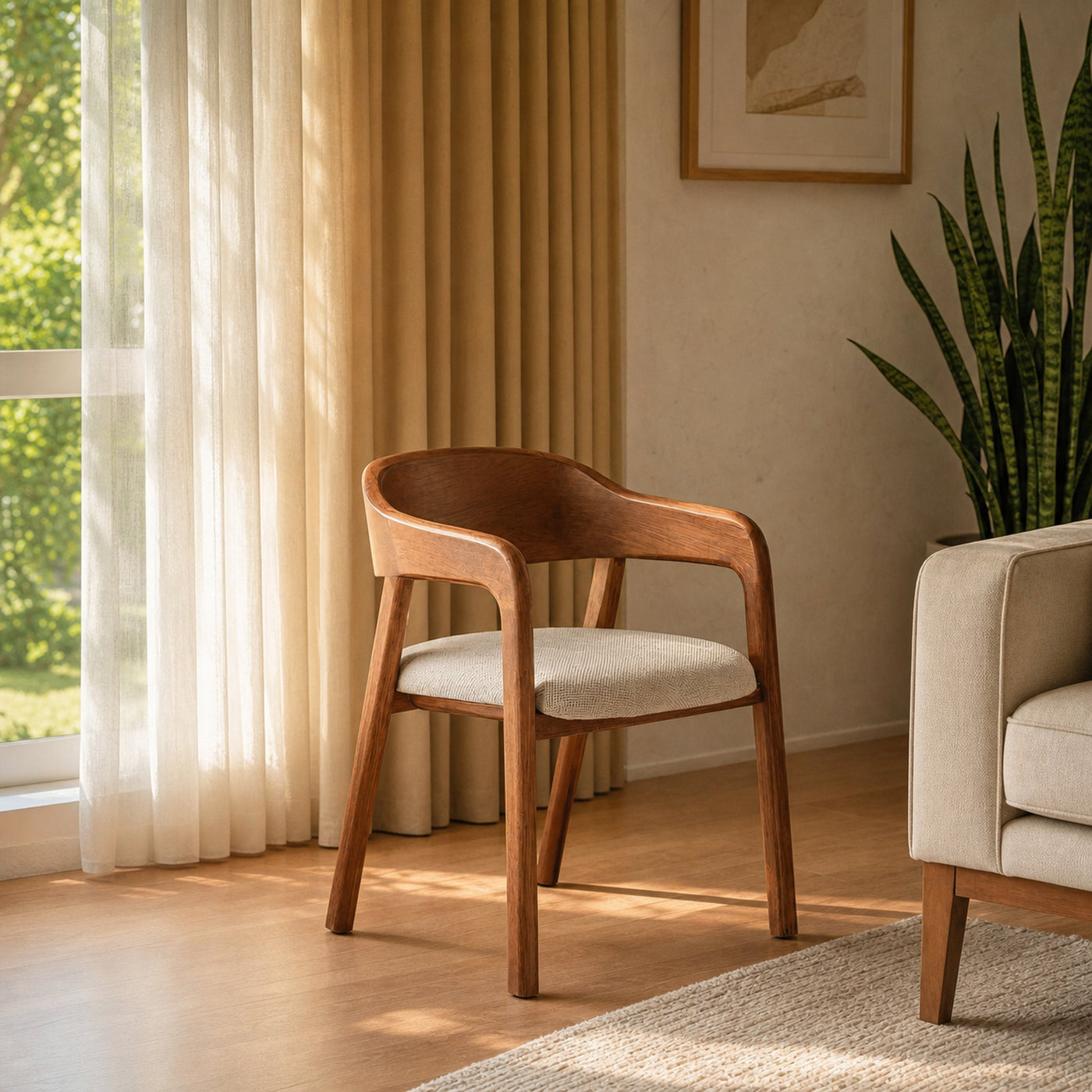 Organic Curved Armchair For Living Room Decor