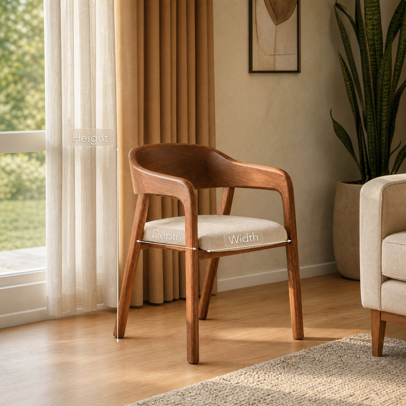 Organic Curved Armchair For Living Room Decor - product view 6