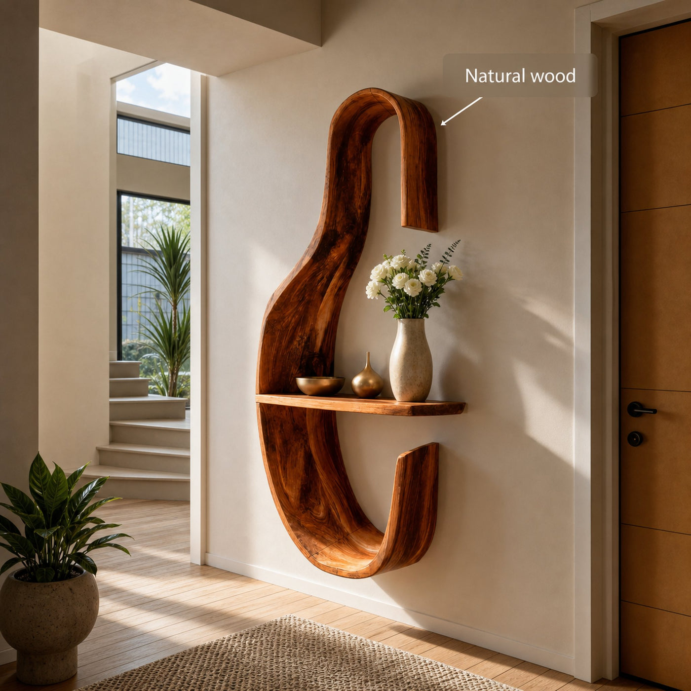 Organic Decorative Wall Shelf For Foyer Or Hallway - product view 5