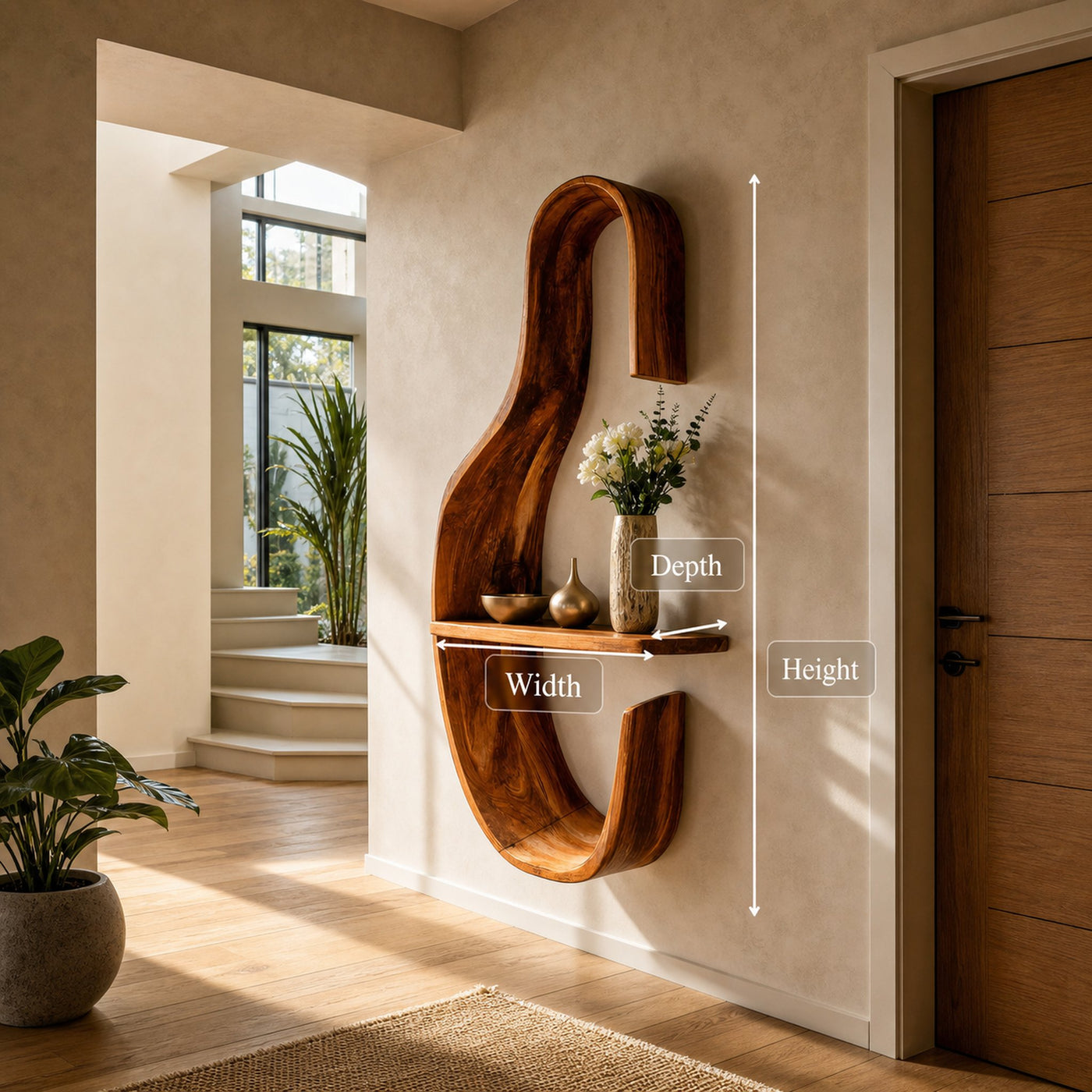 Organic Decorative Wall Shelf For Foyer Or Hallway - product view 6