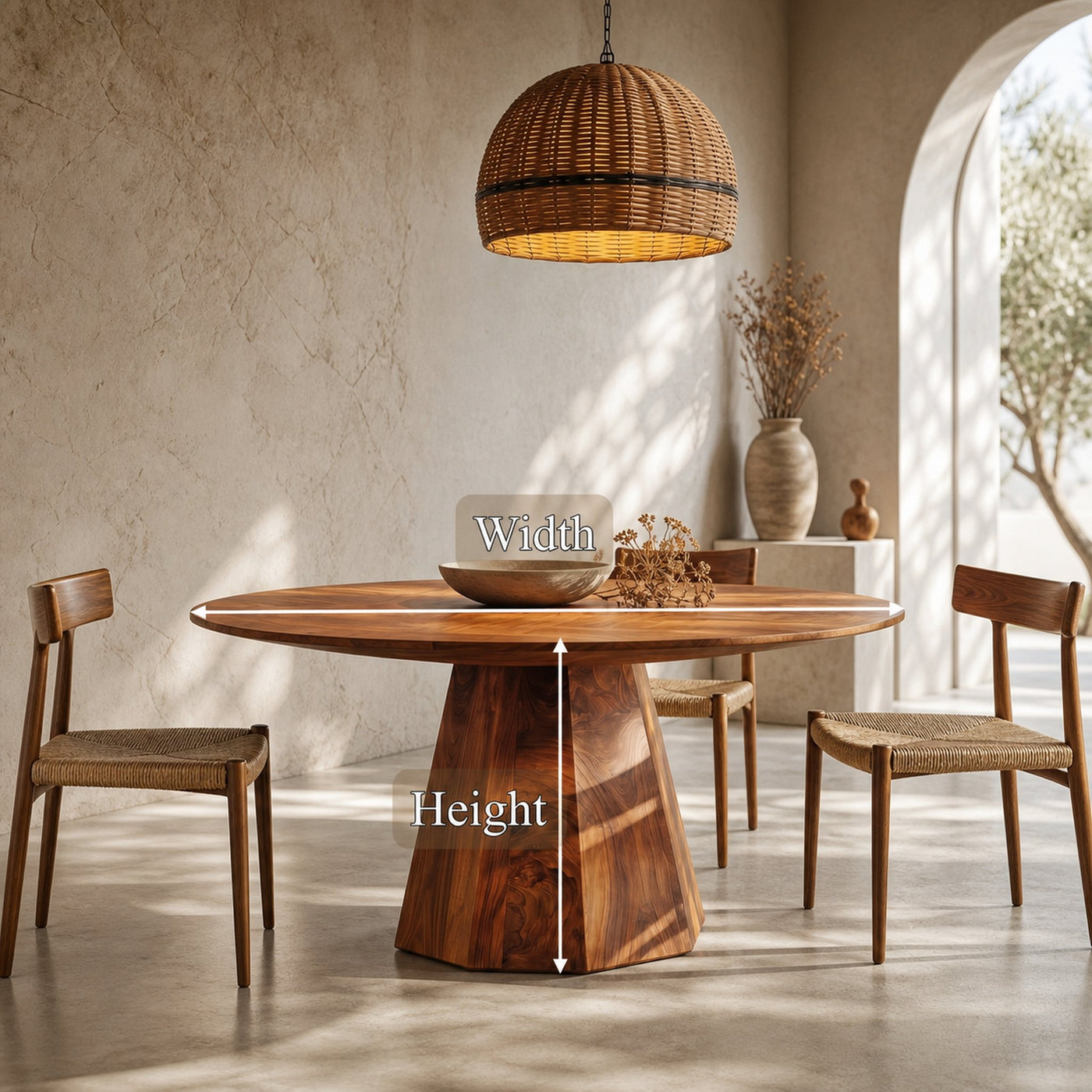 Organic Dining Table With Solid Wood Top And Sculptural Pedestal Base For Dining Room - product view 8