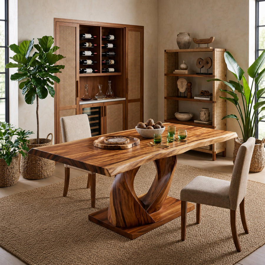 Organic Entertaining Table For Tropical Wine Room
