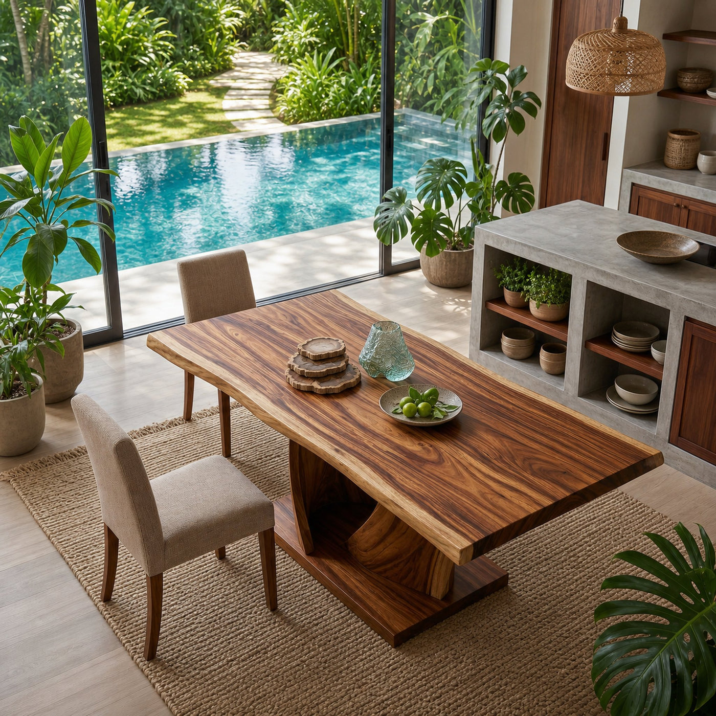 Organic Entertaining Table For Tropical Wine Room - product view 2