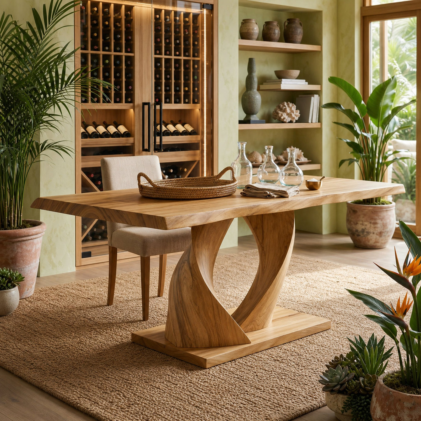 Organic Entertaining Table For Tropical Wine Room - product view 5