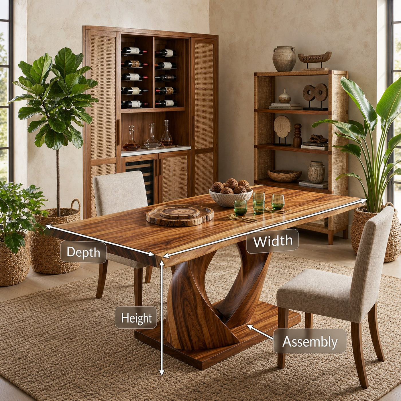 Organic Entertaining Table For Tropical Wine Room - product view 8